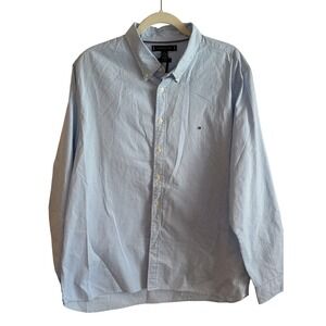 Tommy Hilfiger Mens XXL THFlex Slim Fit Gingham Button Down Shirt Blue White NWT